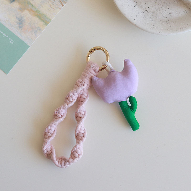 Wholesale Cotton Rope Tulip Handwoven Wrist Strap Keychain